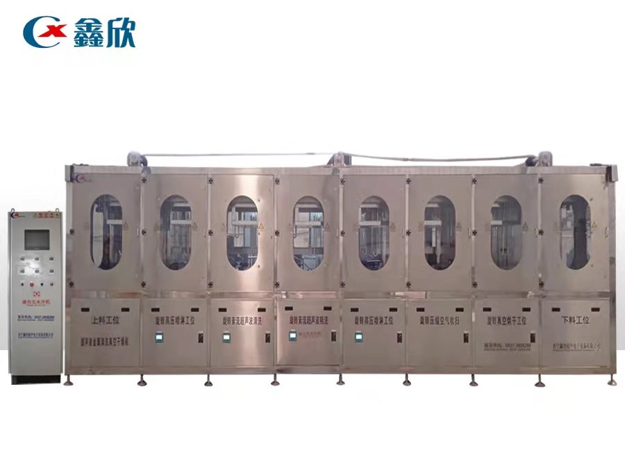 Valve body ultrasonic cleaning and drying line